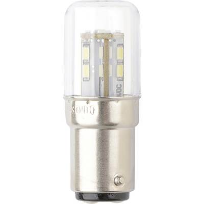 Malá LED žárovka se stříbrně zabarvenou základnou a průhledným válcovitým horním dílem, který odhaluje několik malých LED pásků uvnitř.