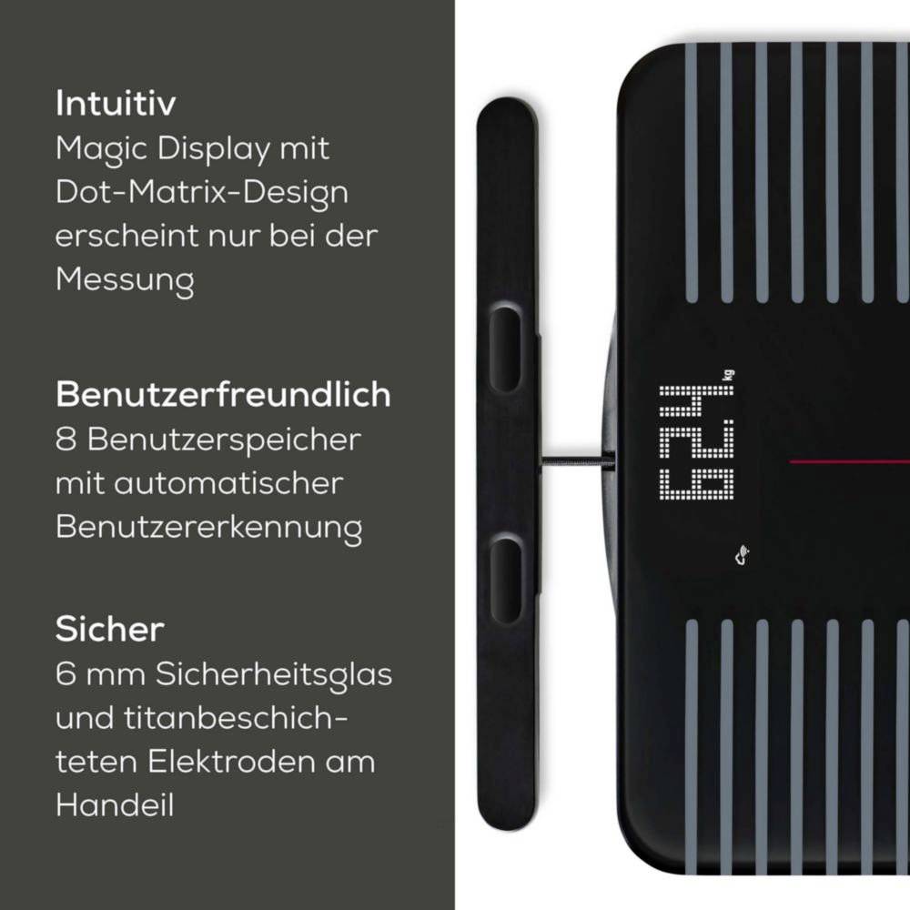 Obrázek zobrazuje elegantní přístroj s digitálním displejem, na kterém je zobrazeno '78.' Text zdůrazňuje intuitivní design, uživatelskou přívětivost a bezpečnostní prvky.