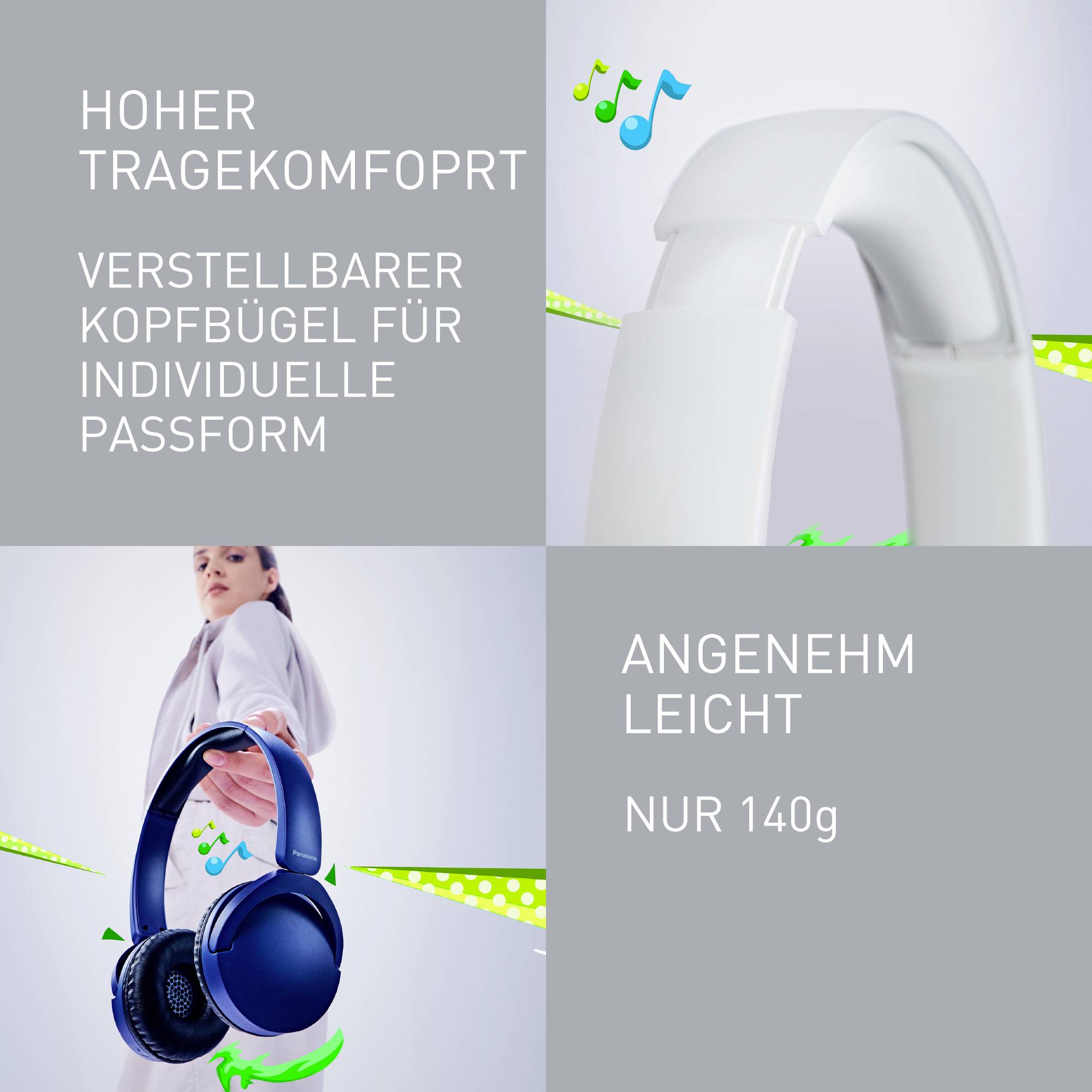 Panasonic RB-HF630BE-W sluchátka otevřená (On Ear) Bluetooth® bílá Redukce šumu mikrofonu headset mobil-14