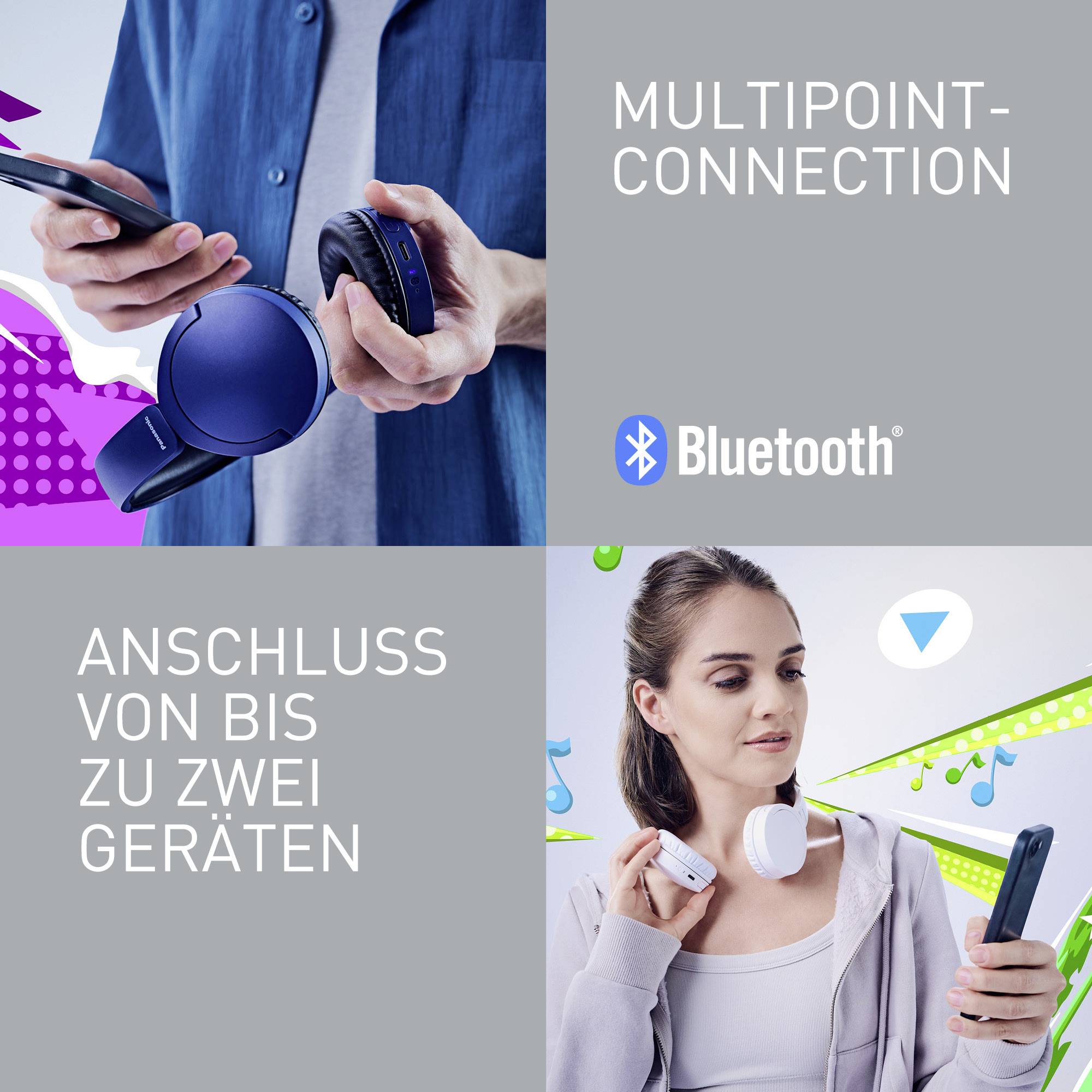 Panasonic RB-HF630BE-W sluchátka otevřená (On Ear) Bluetooth® bílá Redukce šumu mikrofonu headset mobil-16