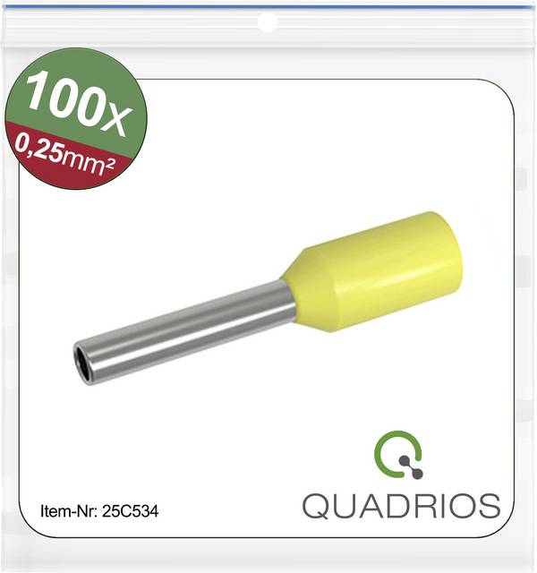 Quadrios 25C534 dutinka 0.25 mm² částečná izolace žlutá 100 ks