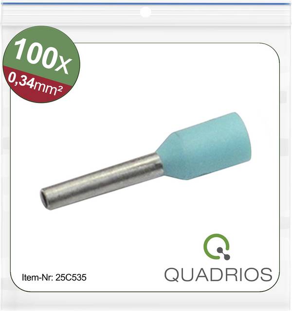 Quadrios 25C535 dutinka 0.34 mm² částečná izolace tyrkysová 100 ks Package