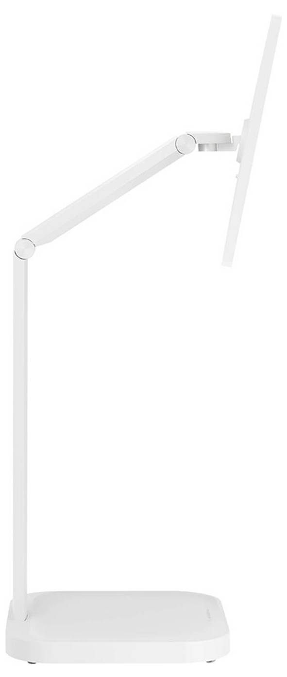 Minimalistický bílý stojan na monitor s nastavitelným ramenem, který ukazuje ergonomickou flexibilitu pro polohování obrazovky.
