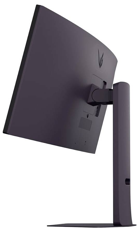 Elegantní, moderní počítačový monitor pohledem z boku, který ukazuje jeho tenký design a nastavitelný stojan vhodný do kancelářského prostředí.