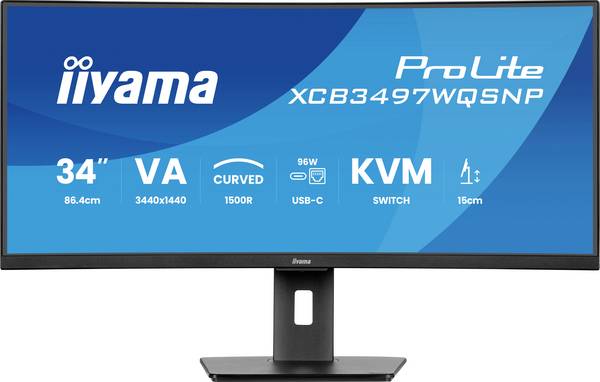 Iiyama ProLite XCB3497WQSNP-B1 LED monitor 86.4 cm (34 palec)3440 x 1440 Pixel, 21:9, 0.4 ms, VA LED