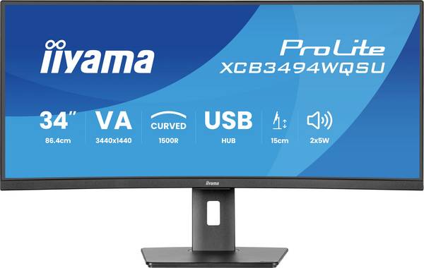 Iiyama ProLite XCB3494WQSU-B1 LED monitor 86.4 cm (34 palec)3440 x 1440 Pixel, 21:9, 0.4 ms, VA LED