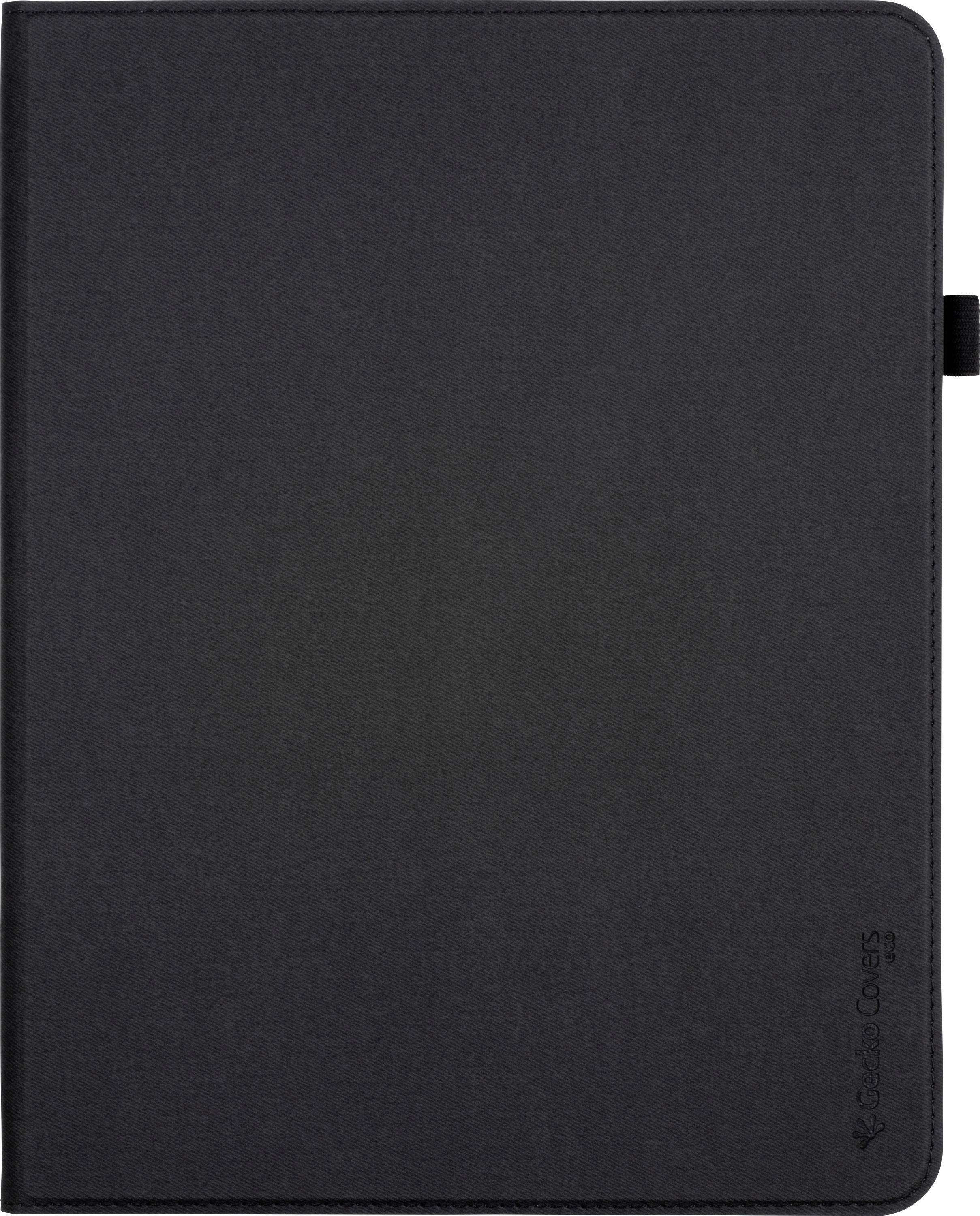 Černý obal na tablet v uzavřené poloze, s jednoduchým a elegantním designem.