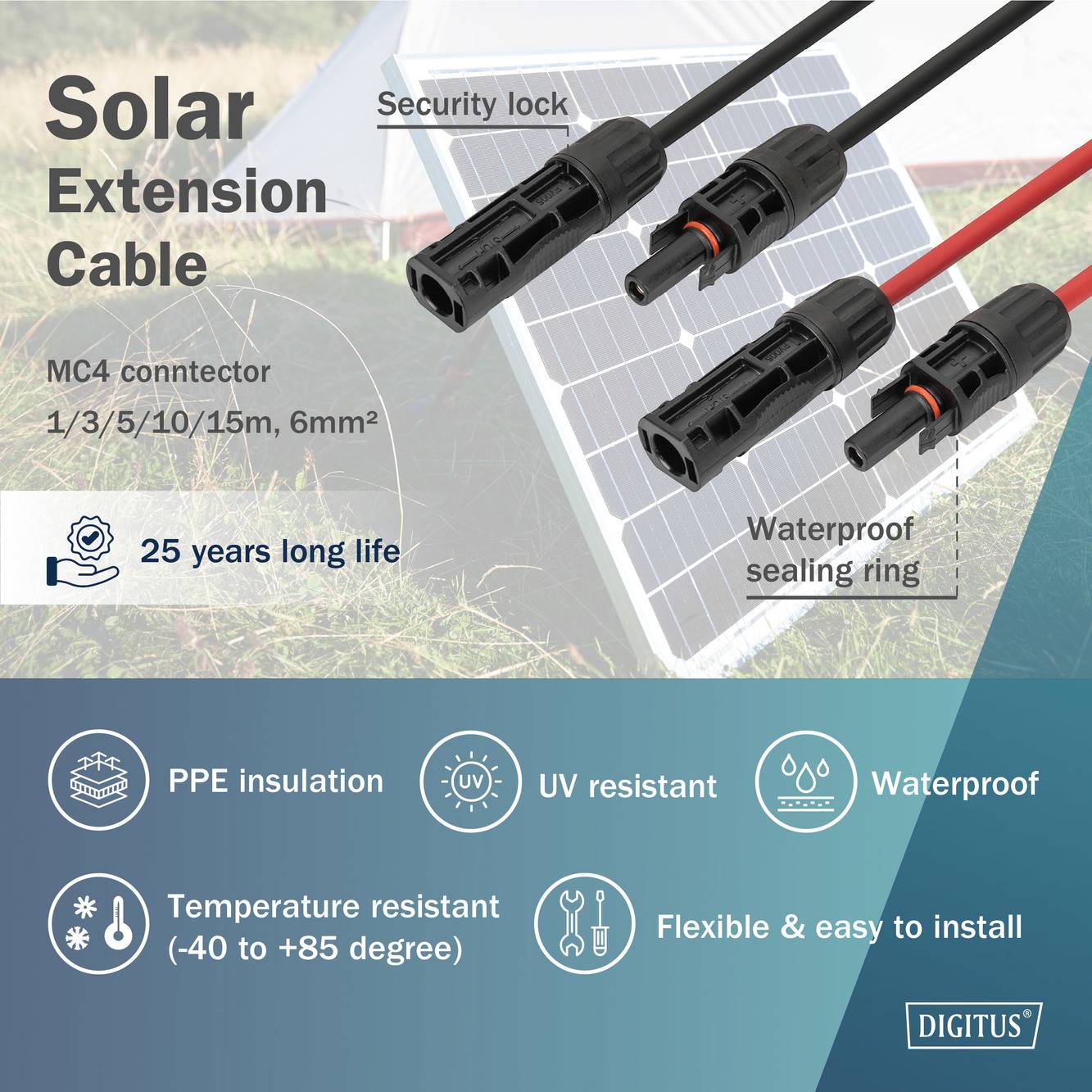 Digitus DK-SCEC66-0100 DK-SCEC66-0100 prodlužovací solární kabel 6 mm² Délka kabelu 10 m-2