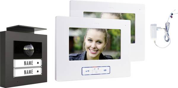 m-e modern-electronics VDV 20206 A bezdrátový domovní video telefon kompletní sada, bílá, černá, 41474