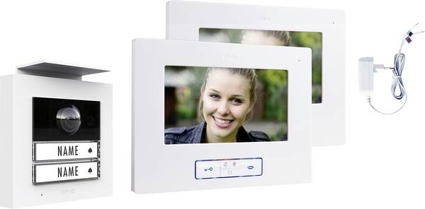 m-e modern-electronics VDV 20206 W bezdrátový domovní video telefon kompletní sada, bílá, 41475