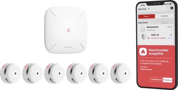 X-Sense FS61 sada centrály a detektoru kouře  Ovládání přes aplikaci  (š x v x h) 90 x 26.5 x 90 mm