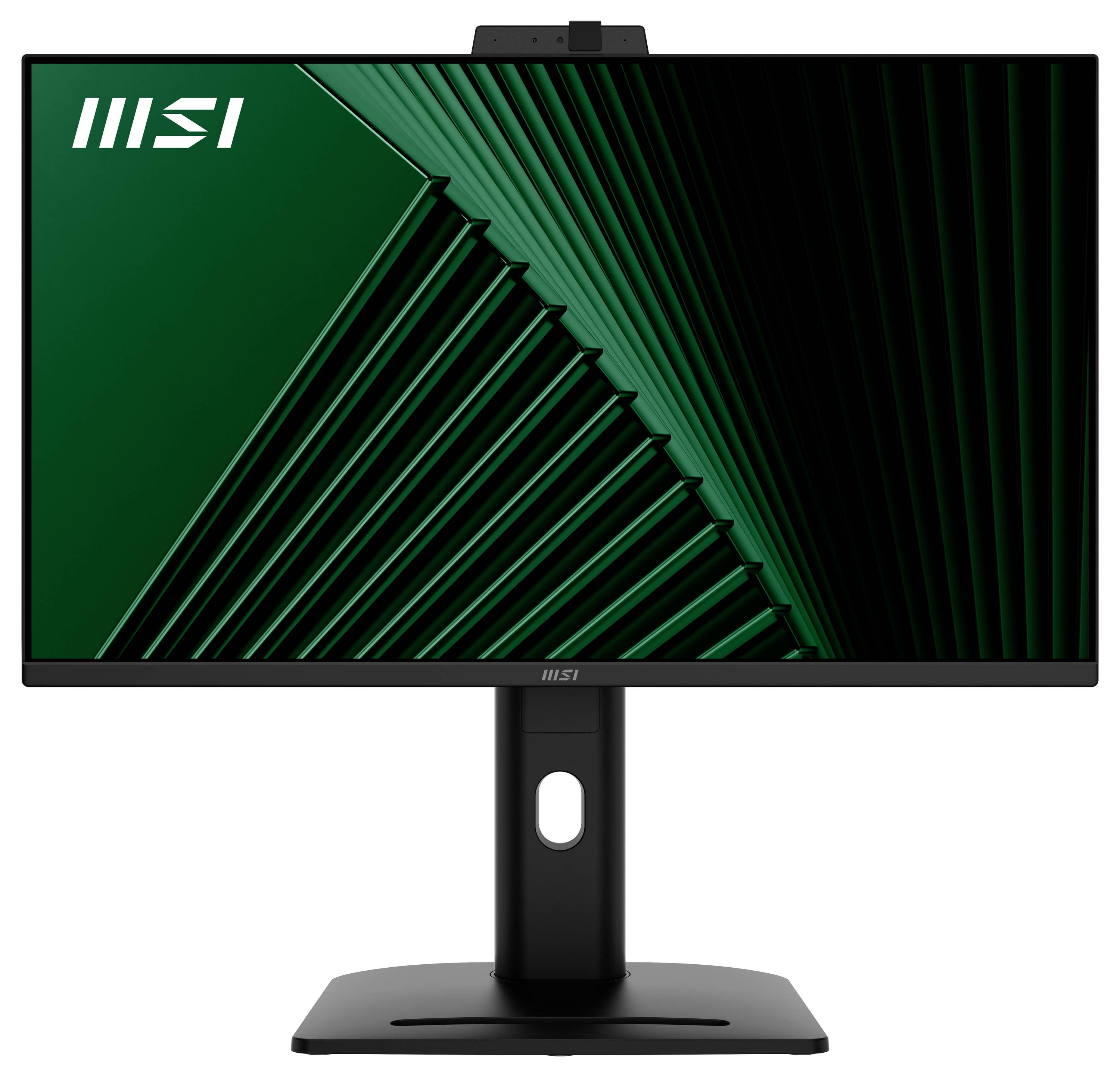 Monitor počítače zobrazující zelený geometrický vzor na obrazovce. Logo značky je viditelné v levém horním rohu.