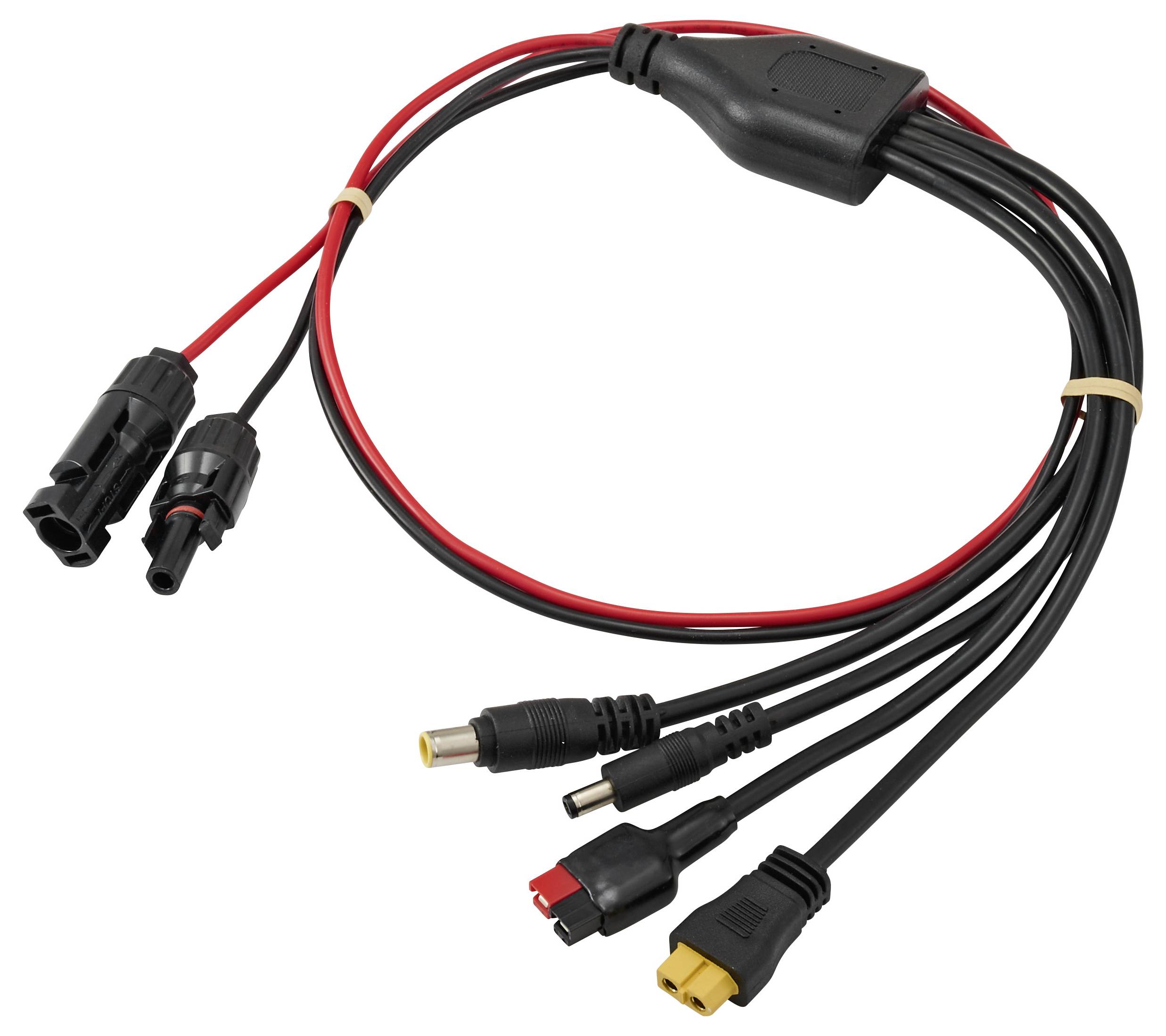 Víceúčelový napájecí adaptérový kabel s různými konektory určený pro připojování a nabíjení elektronických zařízení.