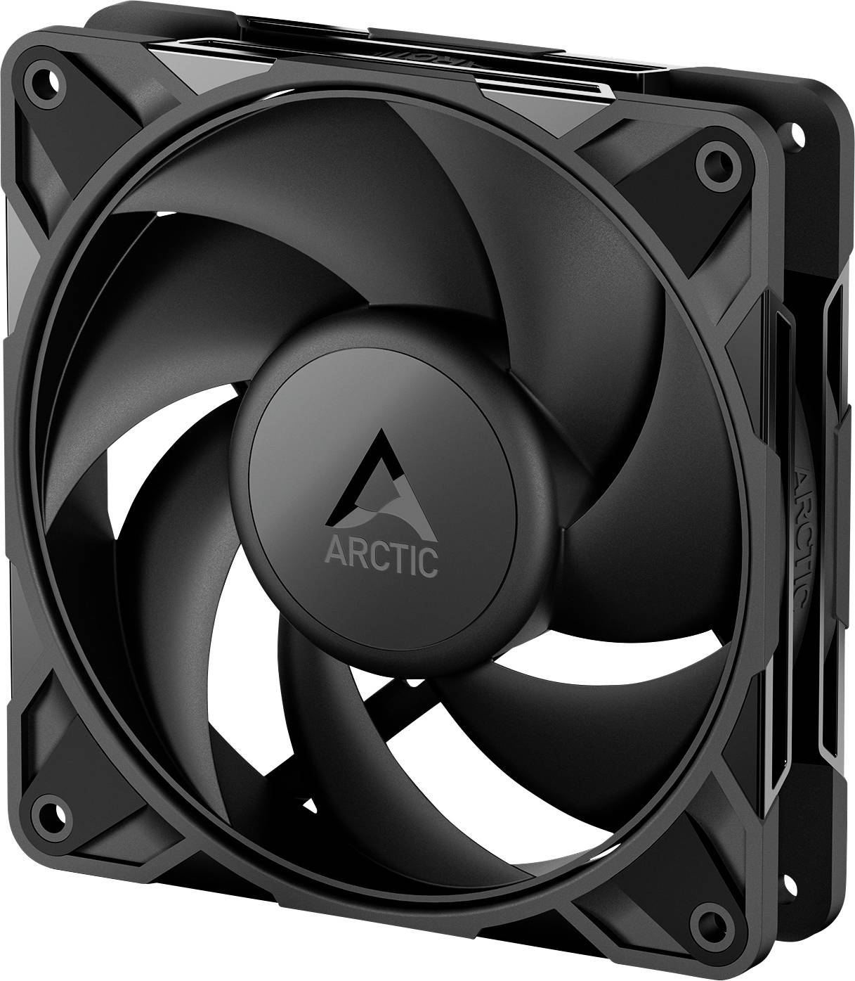 Černý ARCTIC počítačový ventilátor s pěti lopatkami, určený pro chladicí systémy.