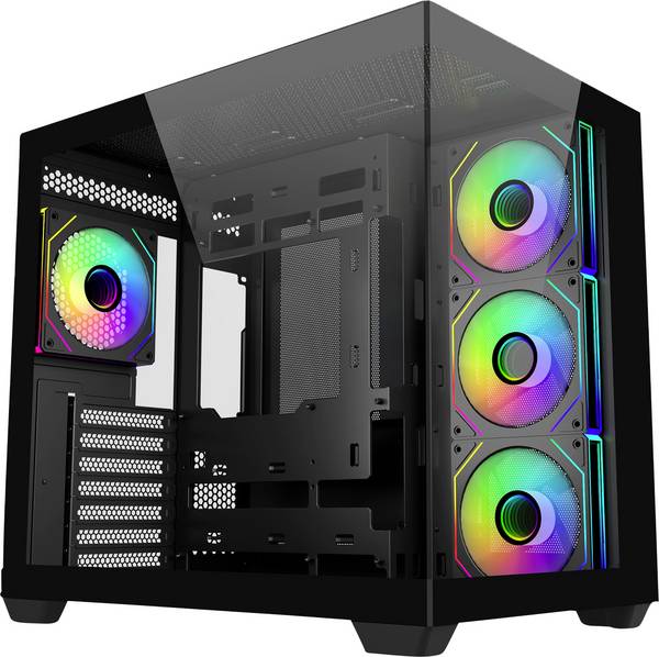 Cooler Master Elite 681 midi tower PC skříň  černá 4 předinstalované LED ventilátory, boční okno
