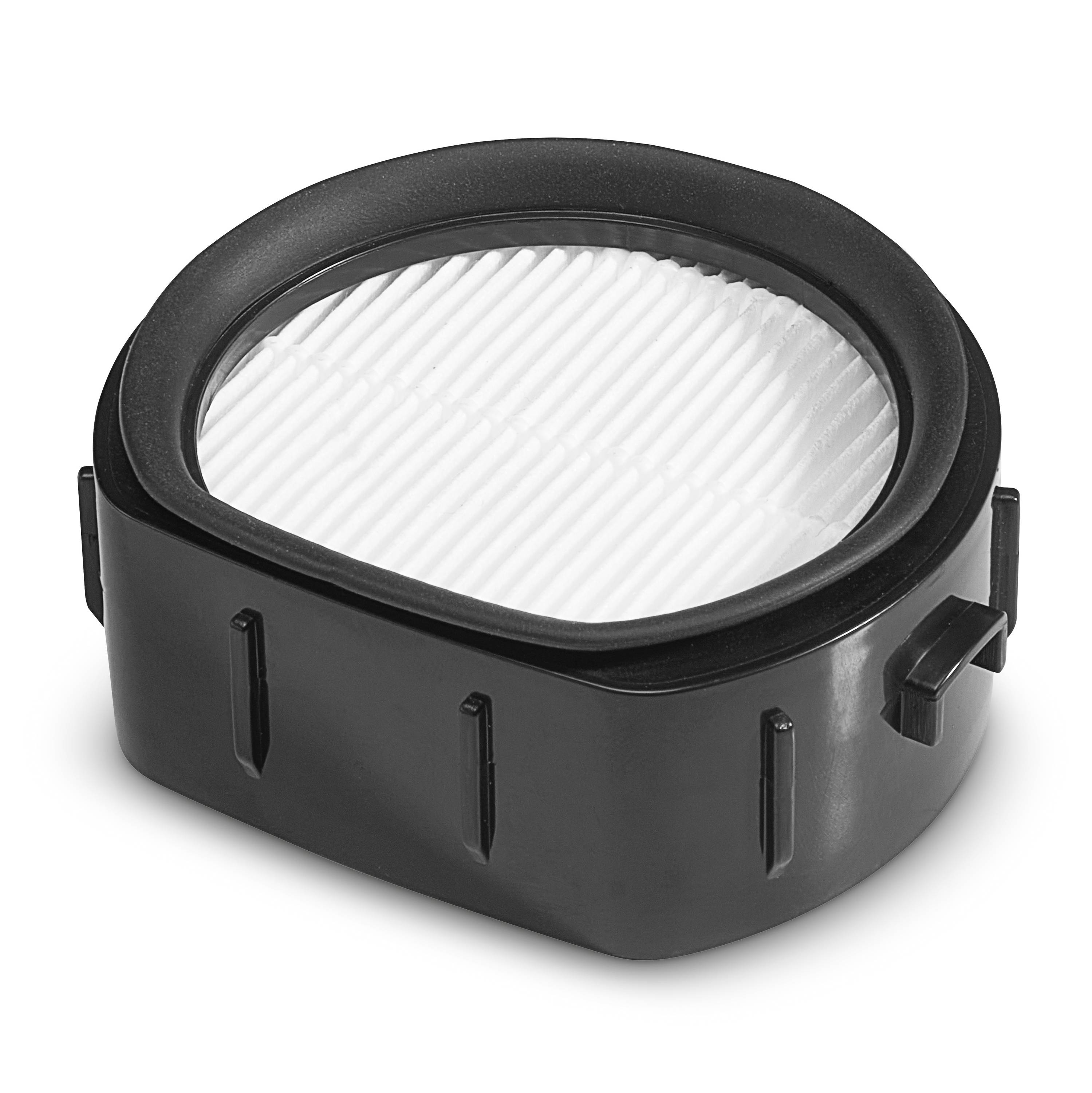 Oválný vzduchový filtr s černým plastovým rámem a tenkými bílými záhyby, navržený pro potenciální použití ve ventilačním nebo extrakčním systému.
