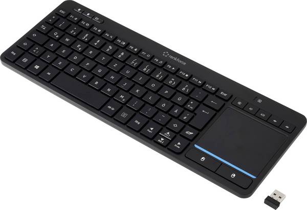 Renkforce RF-WLTKB-300 bezdrátový klávesnice německá, QWERTZ černá integrovaný touchpad