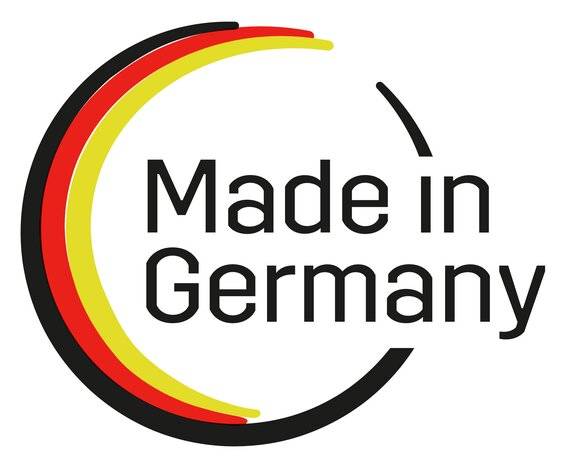 Logo „Made in Germany" v černé, červené a žluté barvě symbolizuje kvalitu a původ produktů z Německa.