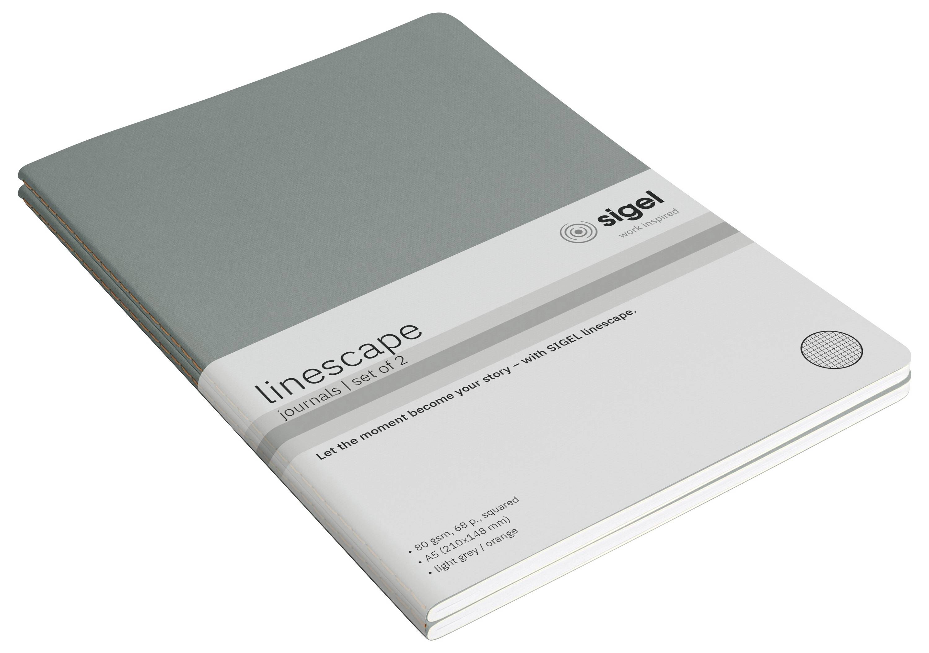 Sigel LS300 Poznámkový blok Linescape Softcover 2 ks DIN A5 čtverečkovaný světle šedá, neonově oranžová Počet listů: 34 -1