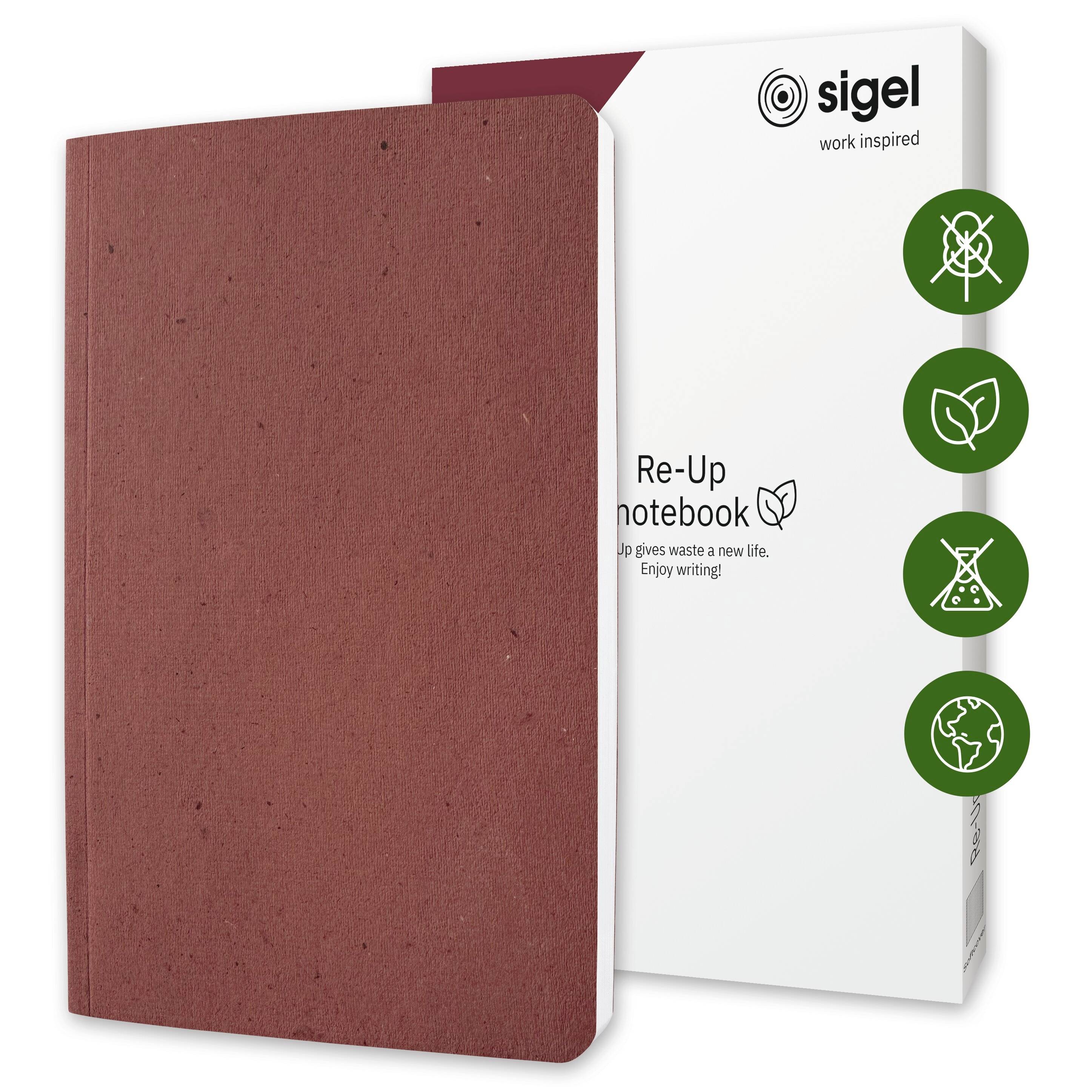 Sigel RU202 poznámková kniha Re-Up Softcover DIN A5 čtverečkovaný červená Počet listů: 50 listů-7