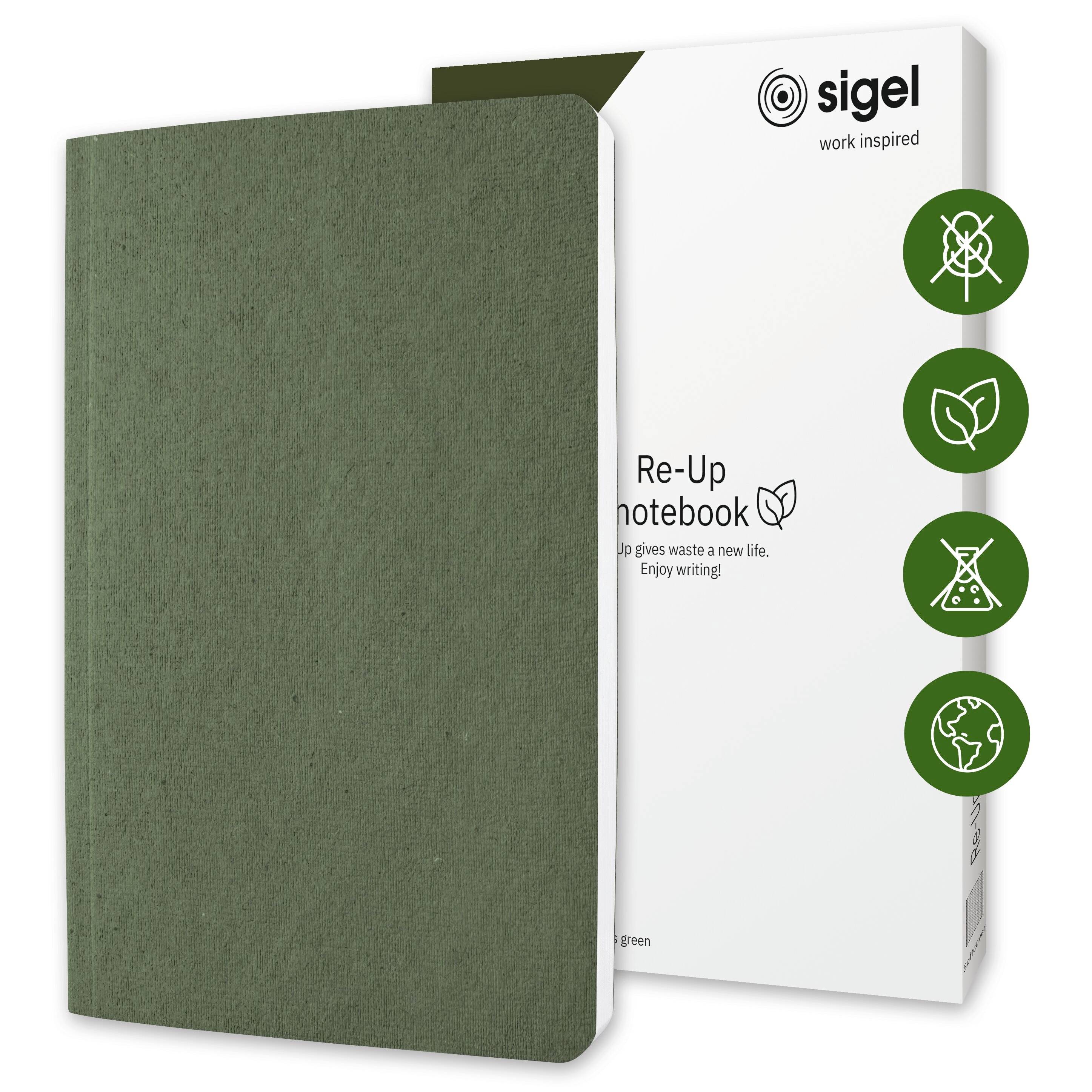 Sigel RU205 poznámková kniha Re-Up Softcover DIN A5 linkovaný mechově zelená Počet listů: 50 listů-6