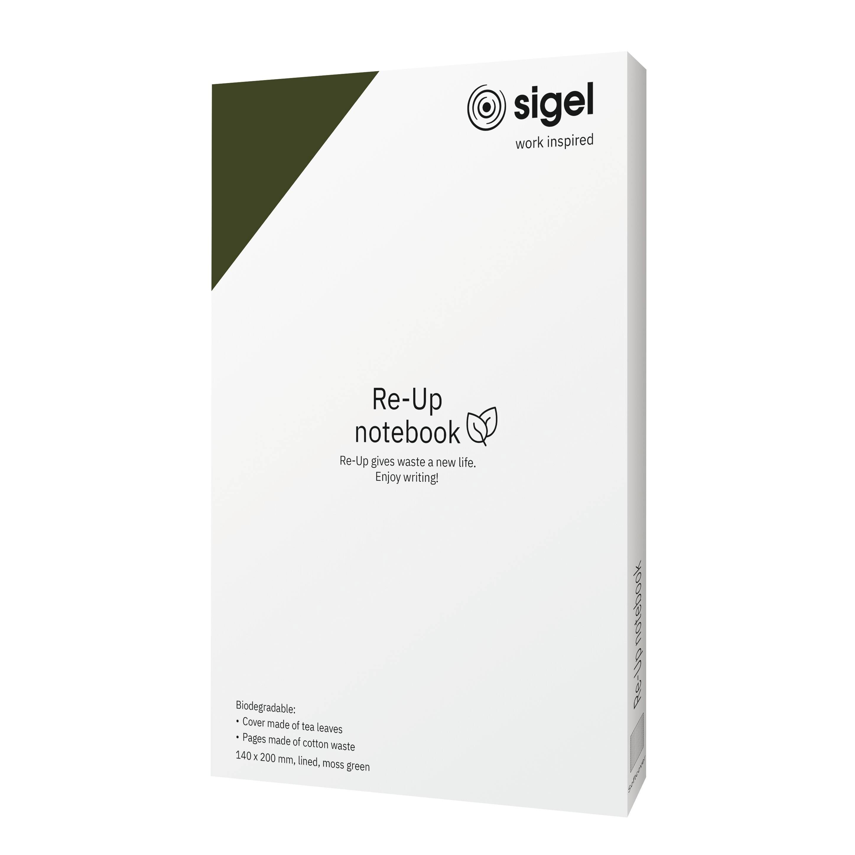Sigel RU205 poznámková kniha Re-Up Softcover DIN A5 linkovaný mechově zelená Počet listů: 50 listů-1
