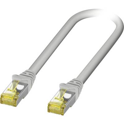 Šedý ethernetový kabel s konektory RJ-45 na obou koncích, používaný pro síťová připojení.
