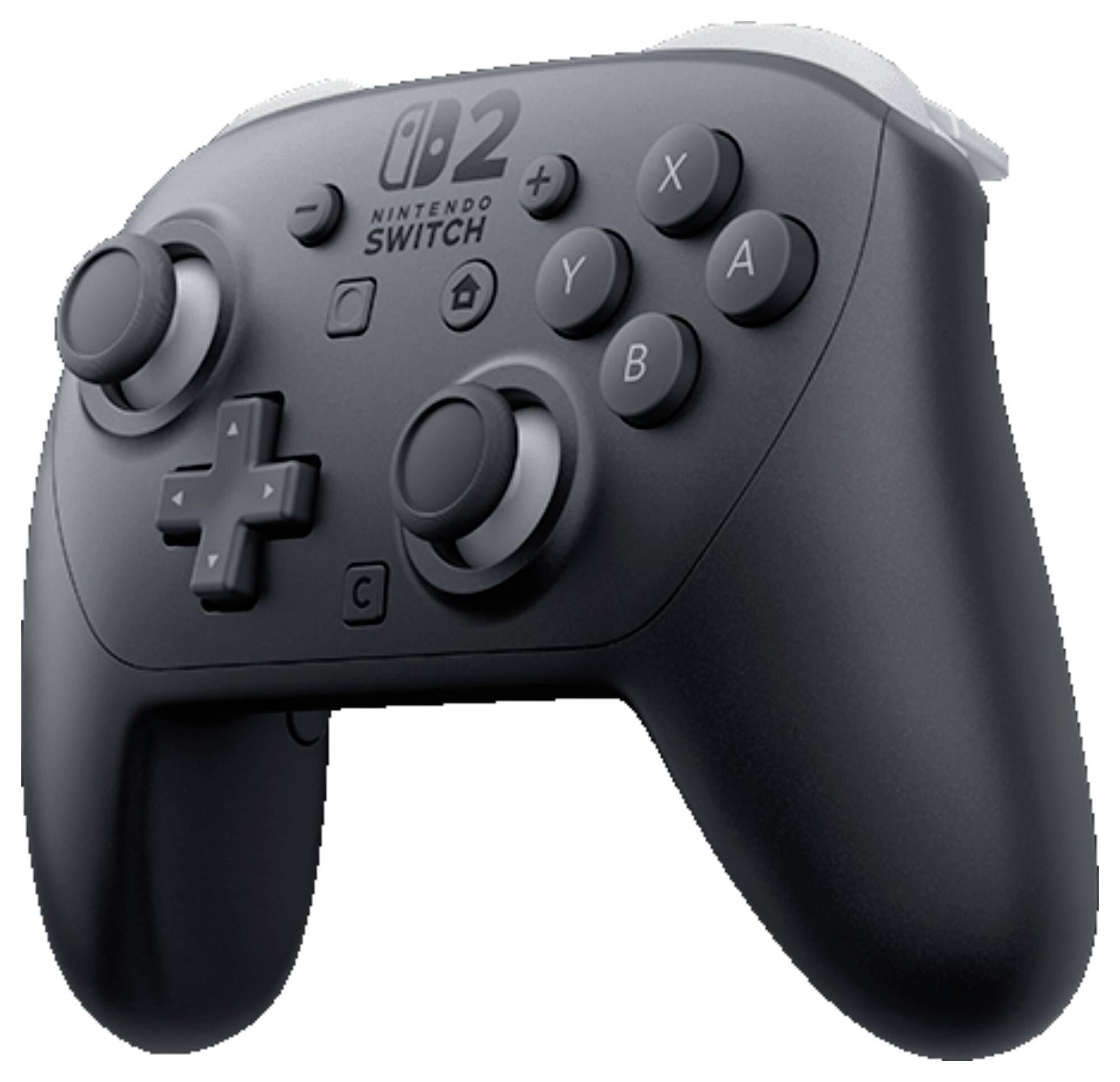 Černý Nintendo Switch Pro Controller se dvěma analogovými pákami, křížovým ovladačem a tlačítky A, B, X, Y pro hraní her.