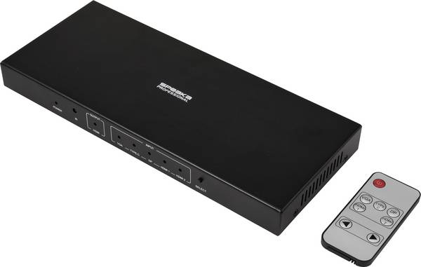 SpeaKa Professional SP-HDPS-300 5 portů HDMI přepínač s dálkovým ovládáním, kovový ukazatel, LED ukazatel, lze ovládat prostřednictvím PC 3840 x 2160 Pixel