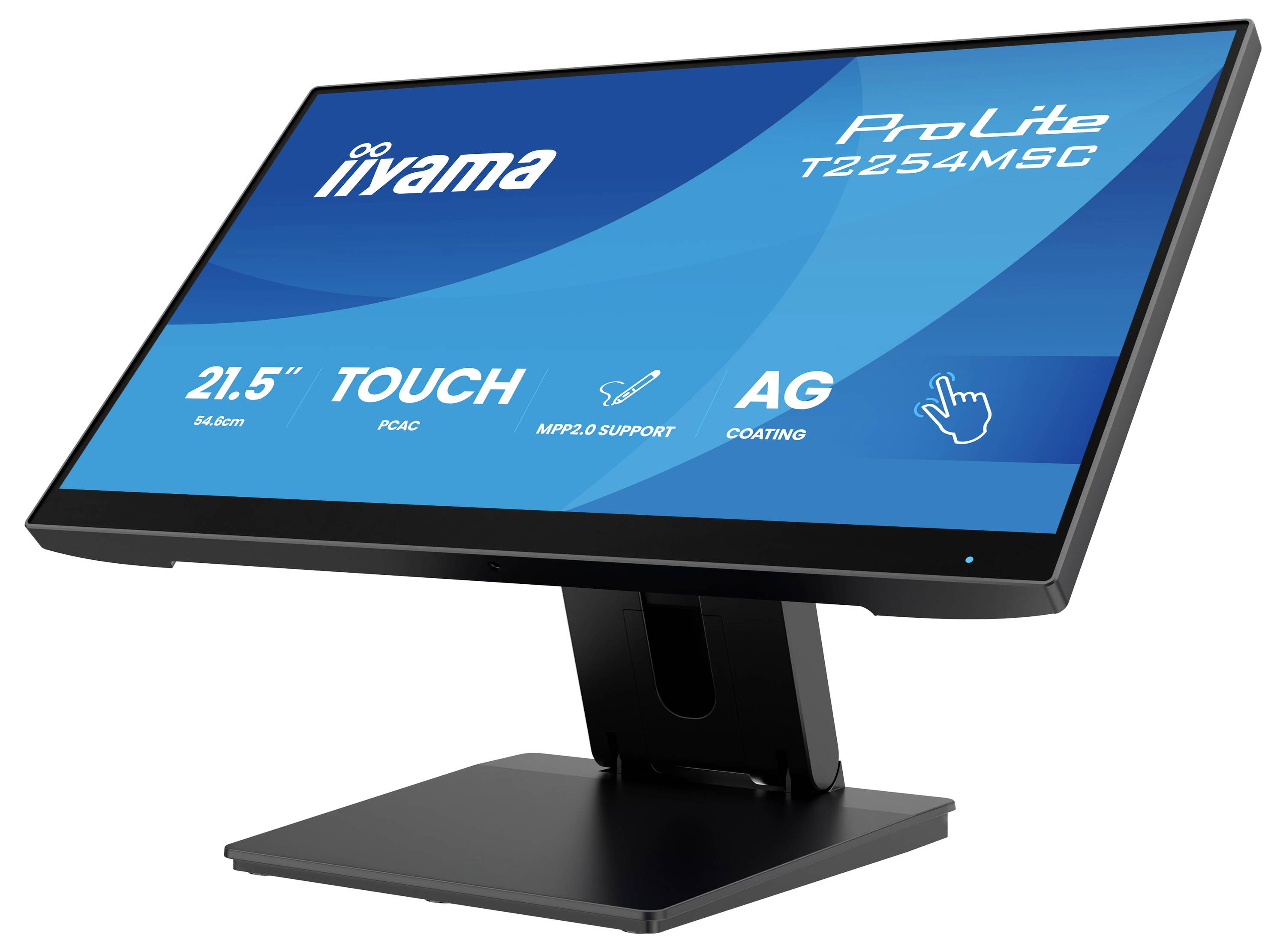 Širokoplošný monitor zobrazující text: iiyama Pro Lite T2254MSC, 21,5" dotykový displej, PCAP, podpora MPZ3.0, antireflexní vrstva.