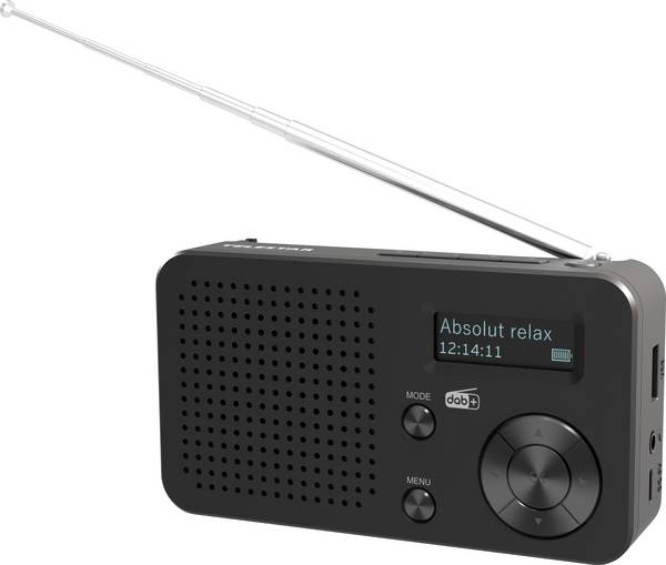 Telestar TELESTAR TOP 100 Schwarz 5700100 Akumulátorové rádio, DAB+, FM, Bluetooth, USB, s USB nabíječkou, s akumulátorem, funkce alarmu, černá
