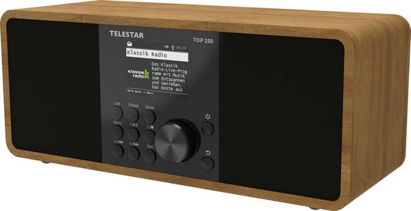 Telestar TOP 250 Holz 5701250 internetové přenosné rádio, DAB+, internetové, FM, Wi-Fi, USB, FM, internet, DAB+, Bluetooth, dřevo