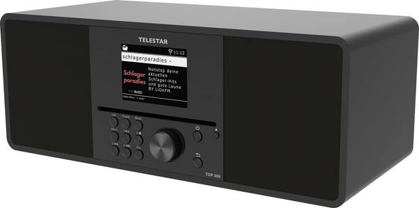 Telestar TOP 300 Schwarz 5700300 rádio CD, internetové, DAB+, FM, USB, Wi-Fi, internet, DAB+, CD, Bluetooth, AUX, vč. dálkového ovládání, černá