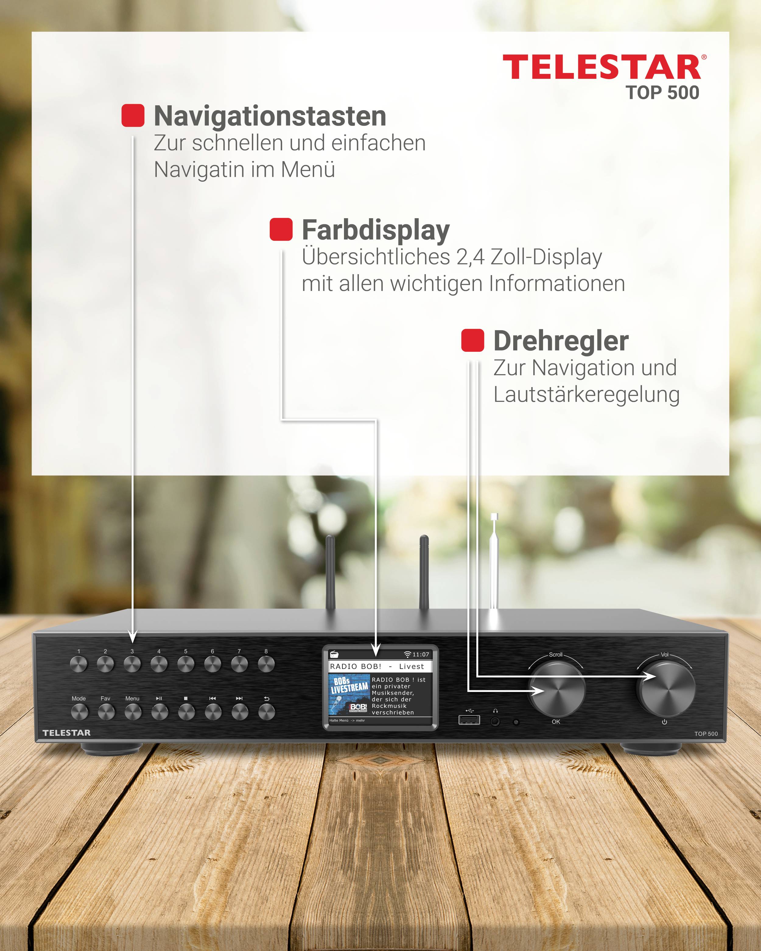 Telestar TOP 500 Schwarz tuner černá-11