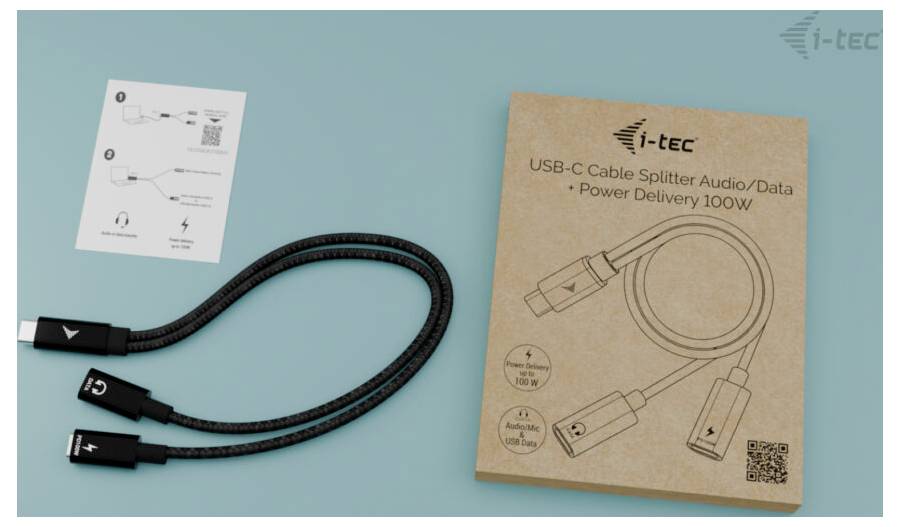 i-tec USB 2.0 adaptér [1x USB-C® zástrčka - 1x USB-C® zásuvka, USB-C® zásuvka (nabíjení)] C31DUALSPLITTERCBLPD 0.3 m-4