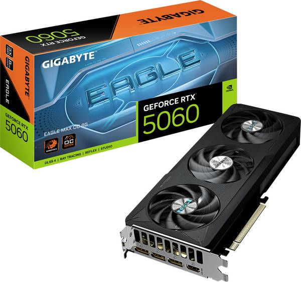 Gigabyte grafická karta Nvidia GeForce RTX 5060 EAGLE MAX OC  8 GB GDDR7-VRAM PCIe  HDMI® 2.1, DisplayPort 2.1