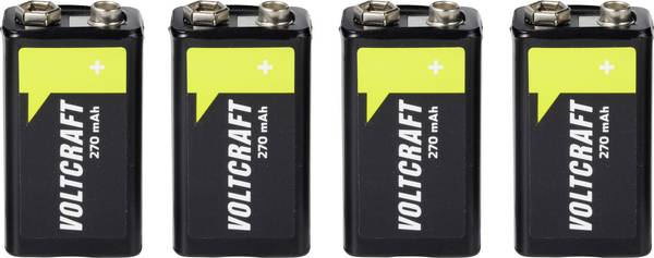 <br>  VOLTCRAFT<br>  <br>  akumulátor 9 V<br>  Ni-MH<br>  270 mAh<br>  8.4 V<br>  Připraveno k použití<br>  4 ks<br>