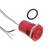 Červené tlačítko s pushbutton spínačem, dvěma vodiči a gumovým těsnicím kroužkem O-kroužek.
