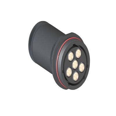 Válcový LED modul se šesti rovnoměrně rozmístěnými světly uspořádanými do kruhu, určený pro instalaci do světelného tělesa.