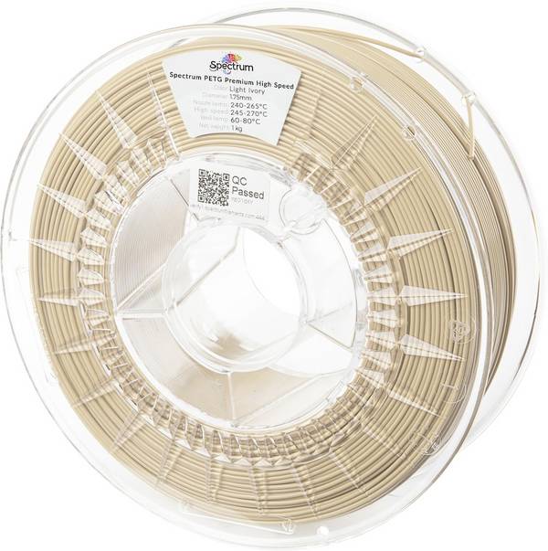 Spectrum Filaments 81541 PETG Premium High Speed vlákno pro 3D tiskárny PETG plast Filament pro vysokorychlostní 3D tisk, chemicky odolné 1.75 mm 1000 g Světle slonovinová, slonová kost 1 ks