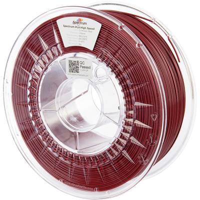 Cívka červeného 3D tiskového filamentu Spectrum PLA High Speed, označená štítkem 'PLA High Speed', průměr 1,75 mm, hmotnost 1 kg, kontrola kvality provedena.