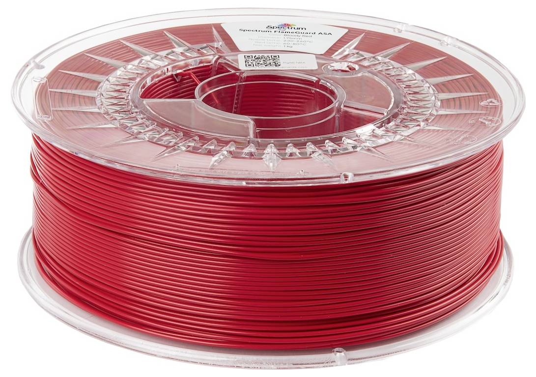 Cívka červeného 3D tiskového filamentu označená nápisem 'Addnorth Premium ASA'. Filament je pečlivě namotán kolem cívky a připraven k použití.