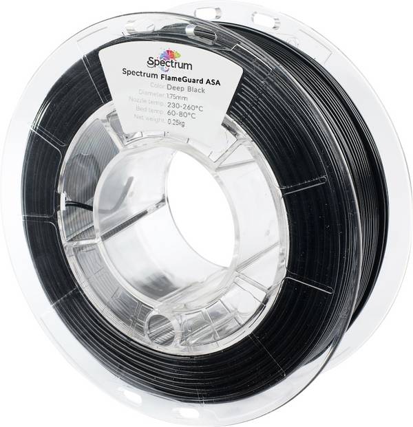 Spectrum Filaments 81441 FlameGuard ASA 275 vlákno pro 3D tiskárny ASA  ohni vzdorné, Žáruvzdorné, odolné proti UV záření, odolné proti povětrnostním vlivům 1.75 mm 250 g Deep Black , černá  1 ks
