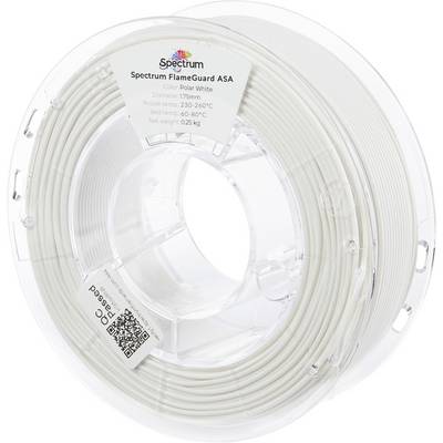 Cívka filamentu Spectrum FlameGuard ASA v barvě Polární bílá. Průměr: 1,75 mm. Teplota tisku: 230-260°C.