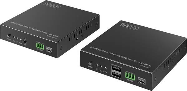 Digitus DS-55348 HDMI™, HDMI® vstup, HDMI® výstup, SFP , USB, USB-A, USB 1.1, Konektor pro síťový adaptér, RS232, microUSB, na sluchátka (jack 3,5 mm), microSDXC sada prodlužovače HDMI signálu přes optický kabel 40000 m