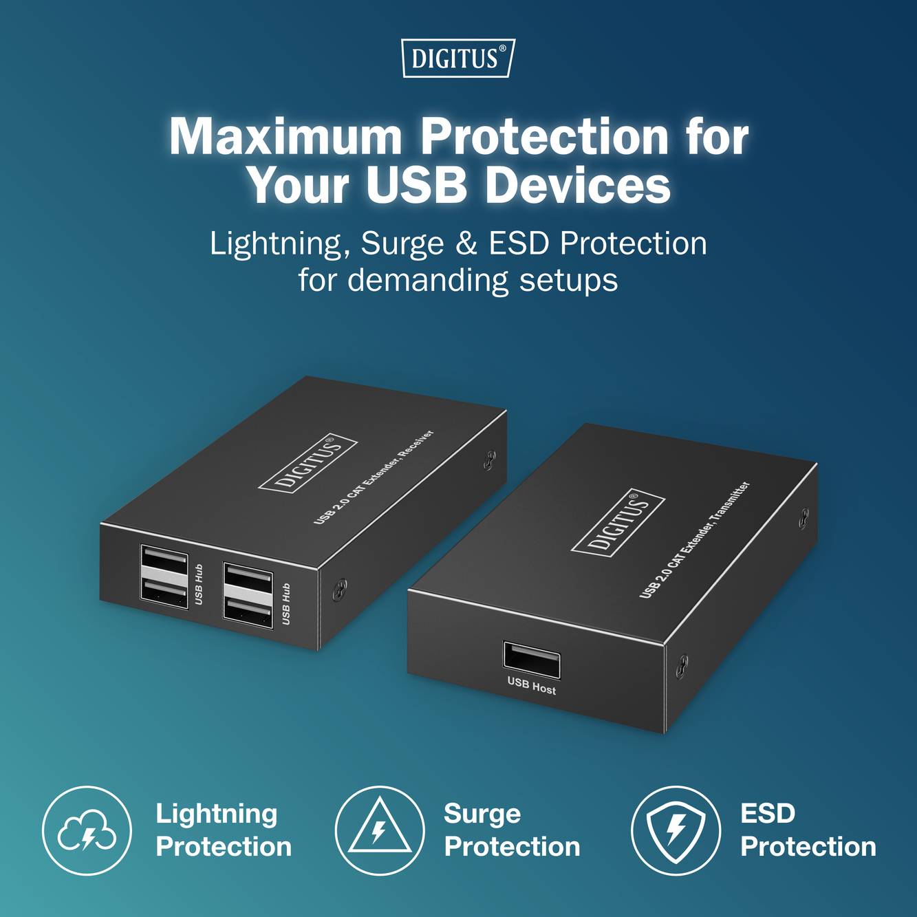 Zařízení na ochranu USB 'Digitus' nabízejí ochranu před bleskem, přepětím a elektrostatickým výbojem pro náročné instalace.