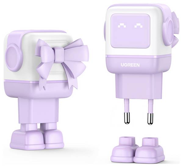 UGREEN Uno RG USB nabíječka, GaN, 2x USB-C®, 1x USB A , 65 W, Dodávka energie, růžová