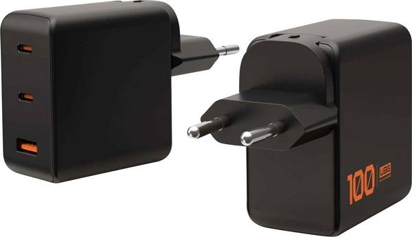 Urban Armor Gear SRGE USB nabíječka, GaN, USB-C® zásuvka (nabíjení), USB-A zásuvka, 100 W, Dodávka energie, černá