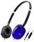Modré náušní sluchátka JVC s černým polstrováním a kabelem s 3,5mm audio jackem.
