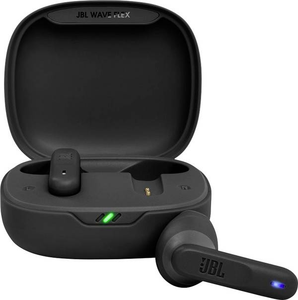 JBL Wave Flex  špuntová sluchátka (In Ear) Bez kabelu, Bluetooth® stereo černá  Nabíjecí pouzdro, Indikátor nabití, odolná vůči vodě sportovní